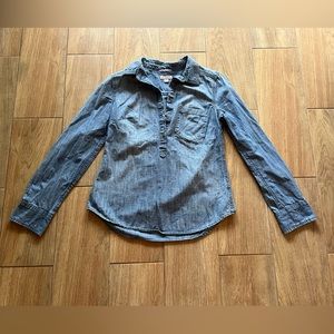 Denim shirt with buttons and collar